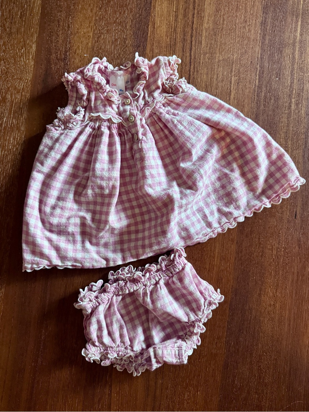 Oso & Me Pink Gingham Baby Dress & Bloomer Set 12mon